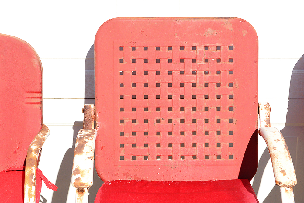 Distressed Red and White Patio Chairs