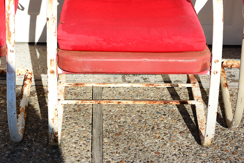 Distressed Red and White Patio Chairs