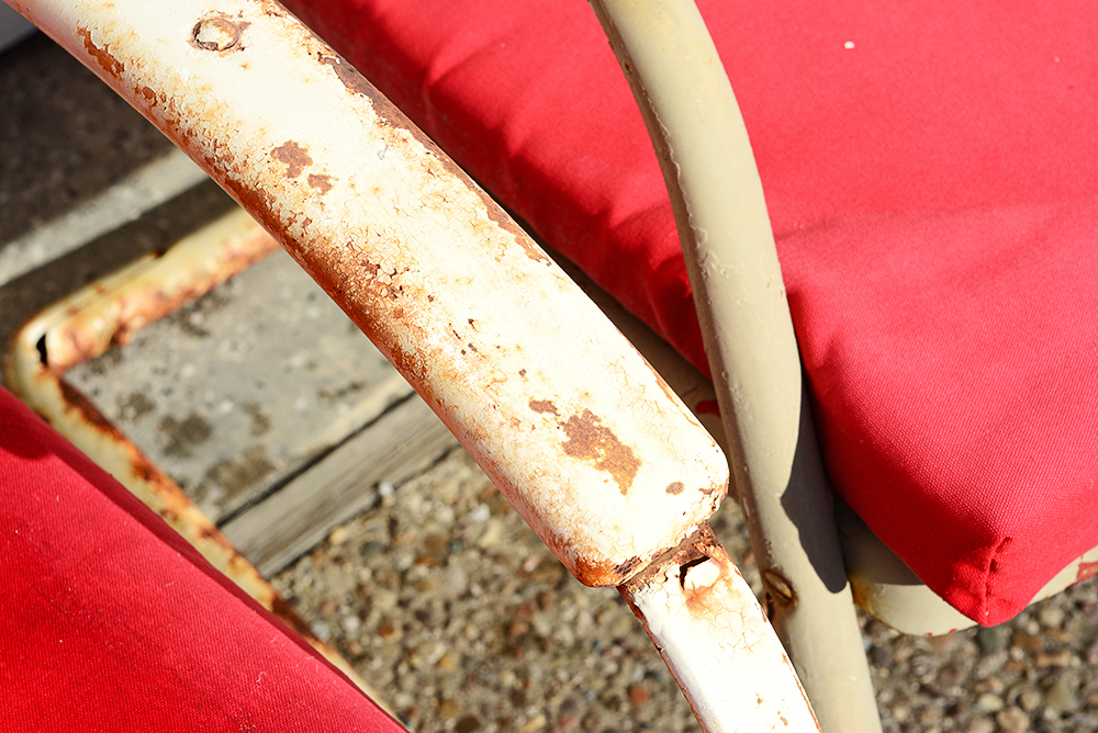 Distressed Red and White Patio Chairs