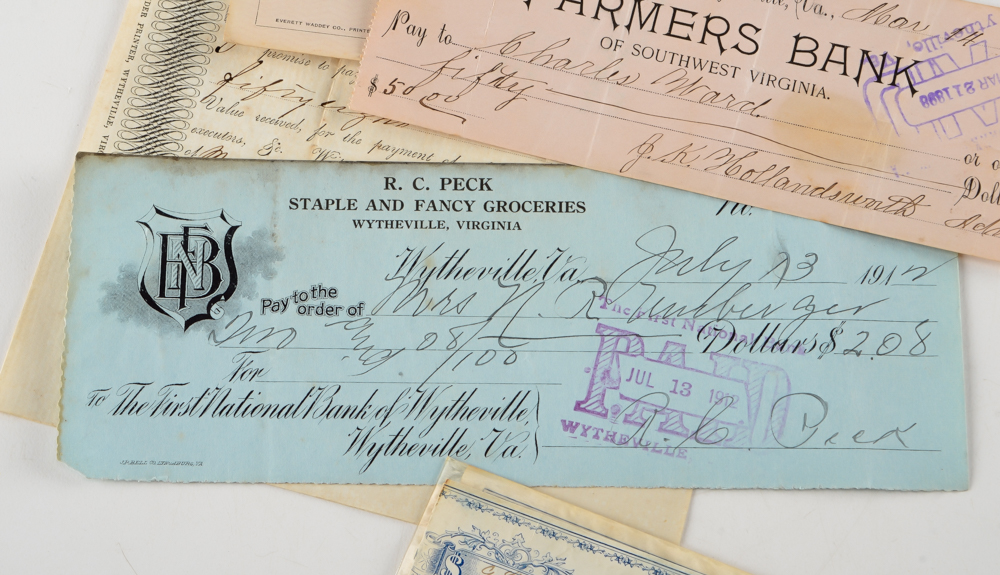 Grouping of Antique Checks