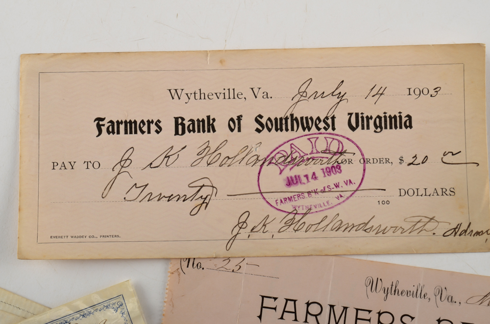 Grouping of Antique Checks