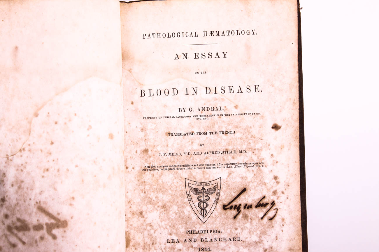Antique Hardcover "Pathological Hematology" by G. Andral, 1844