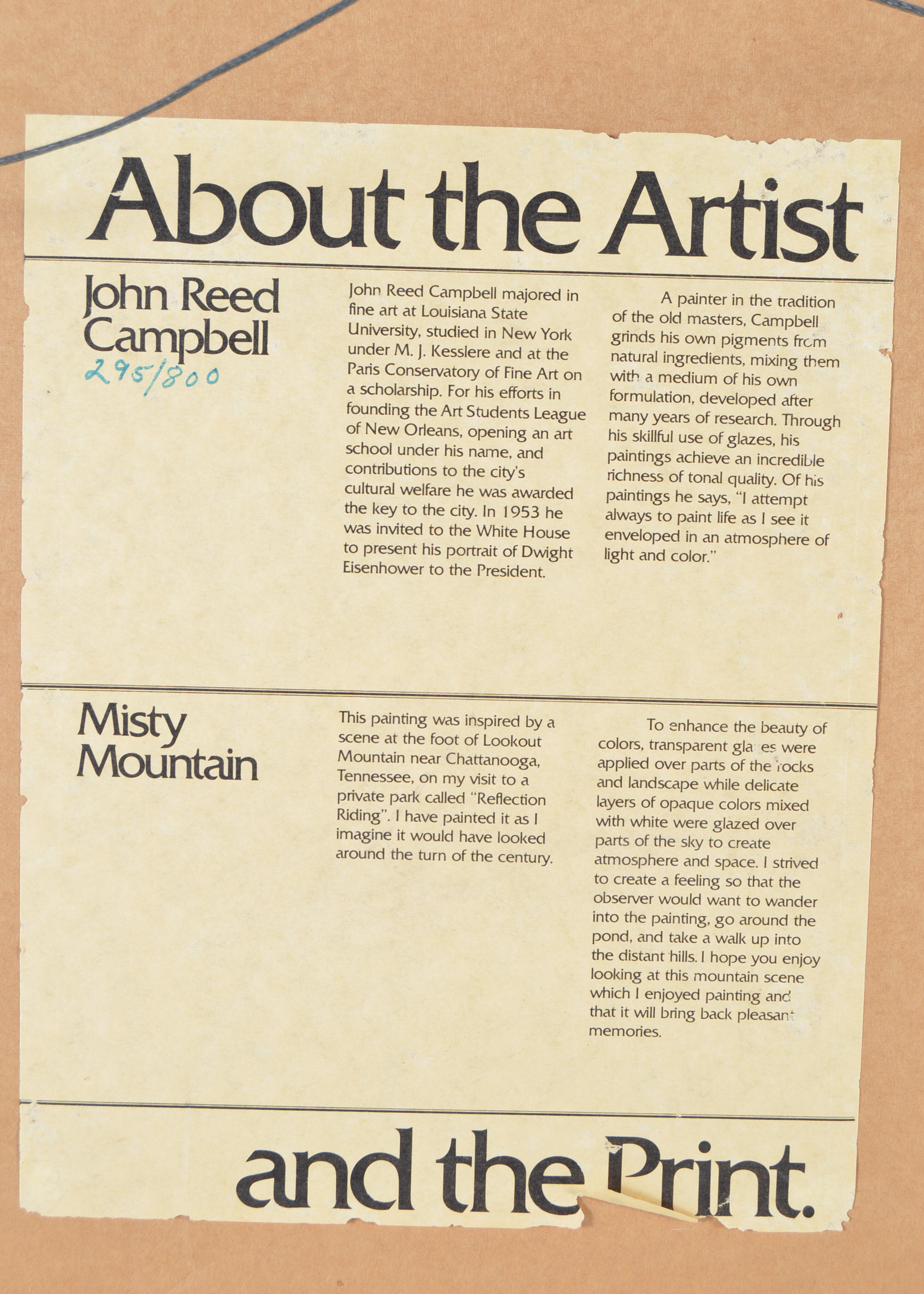 Framed Offset Lithograph by John R. Campbell