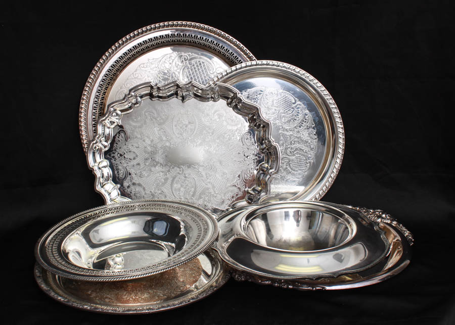 Assortment of Silver-Plated Serving Trays