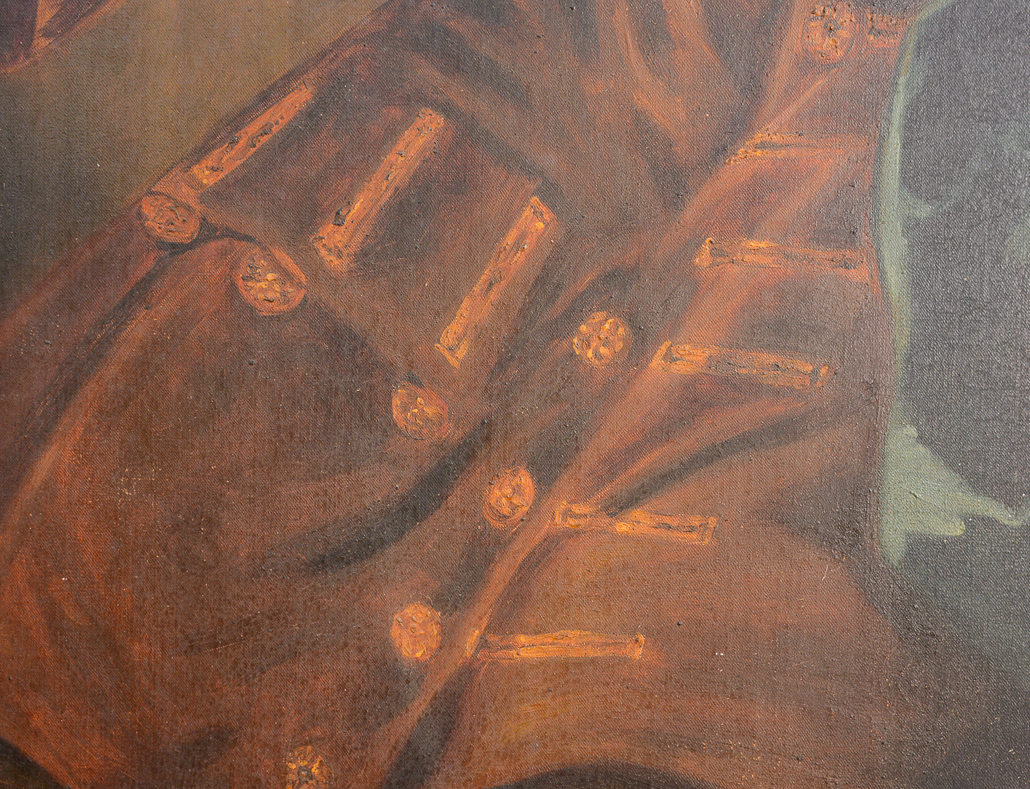 Large 8.5' Antique Portrait of Sir Christopher Wren Oil on Canvas