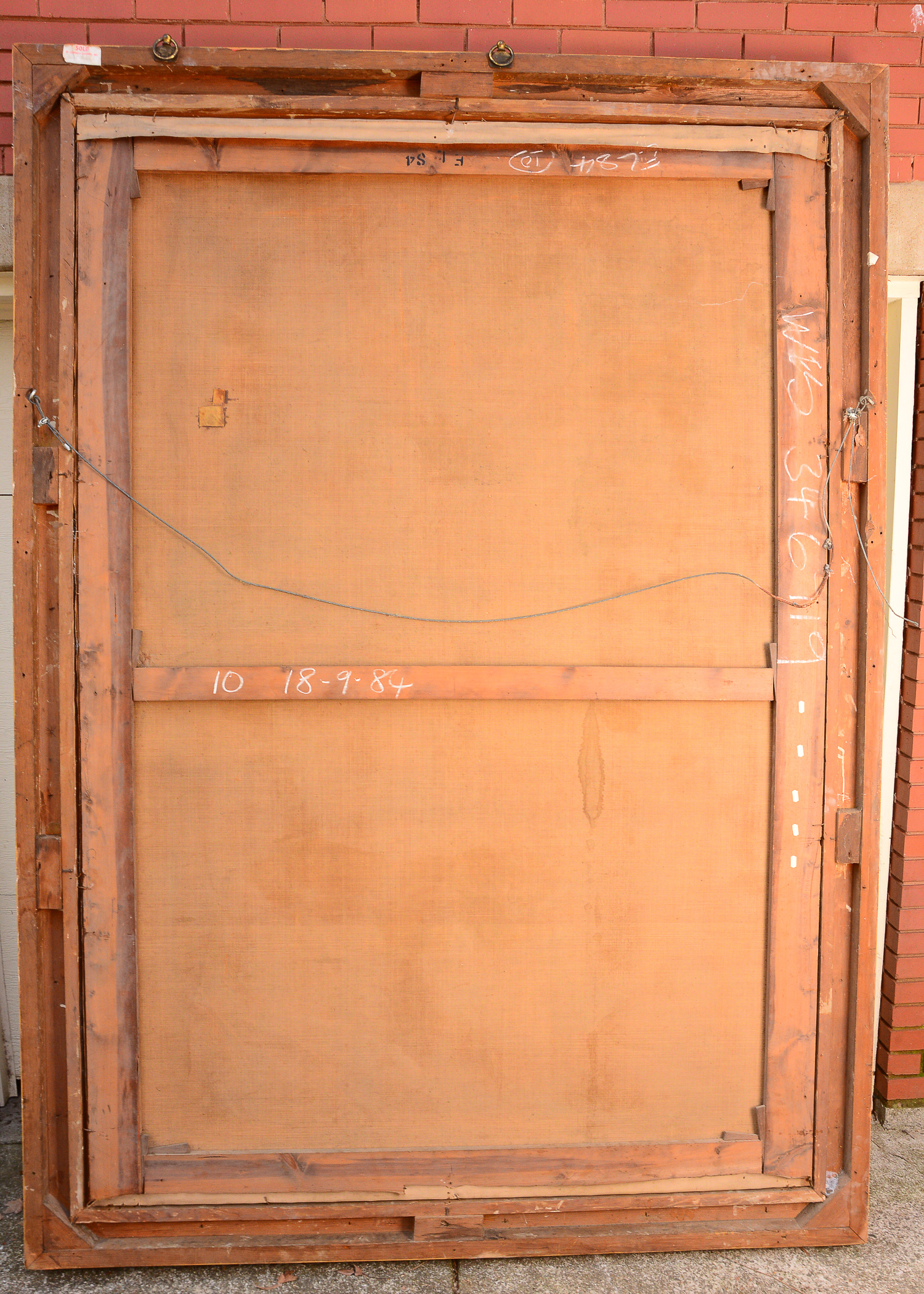 Large 8.5' Antique Portrait of Sir Christopher Wren Oil on Canvas