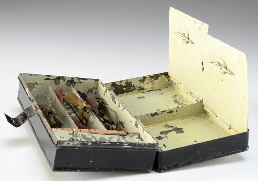 Vintage Fishing Lures in Tin Box