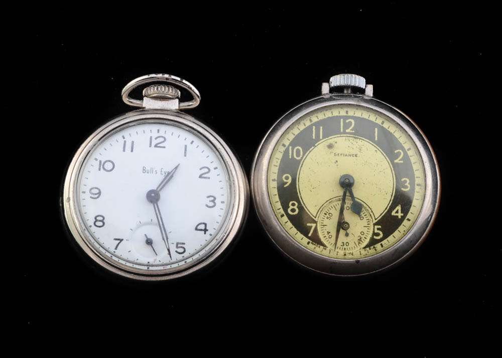 Two Nickel Silver Plated Pocket Watches