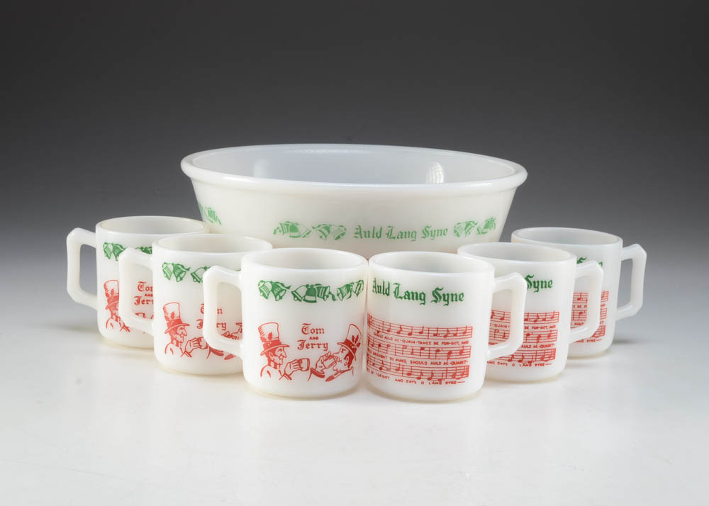 Hazel Atlas Tom and Jerry Eggnog "Auld Lang Syne" Set