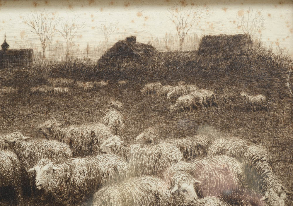 John Austin Sands Monks Antique Ivory Soap Sheep Etching