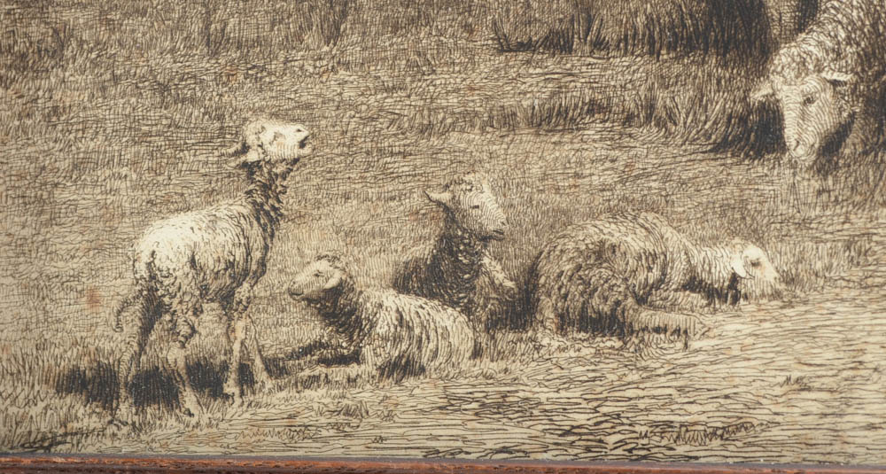 John Austin Sands Monks Antique Ivory Soap Sheep Etching