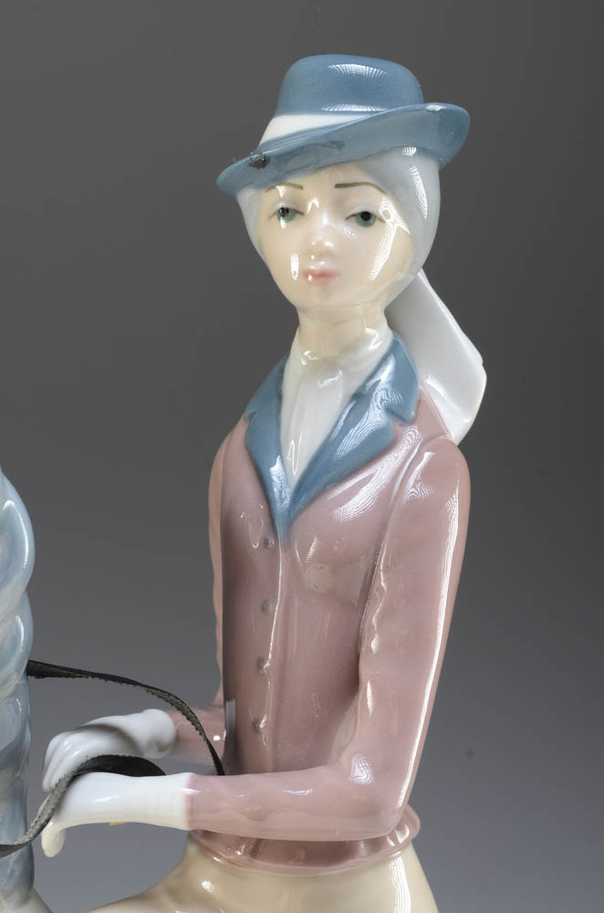 Large Casades Porcelain Horse and Rider Figurine