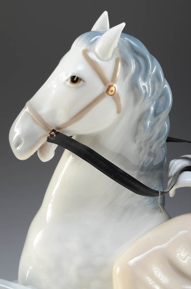 Large Casades Porcelain Horse and Rider Figurine