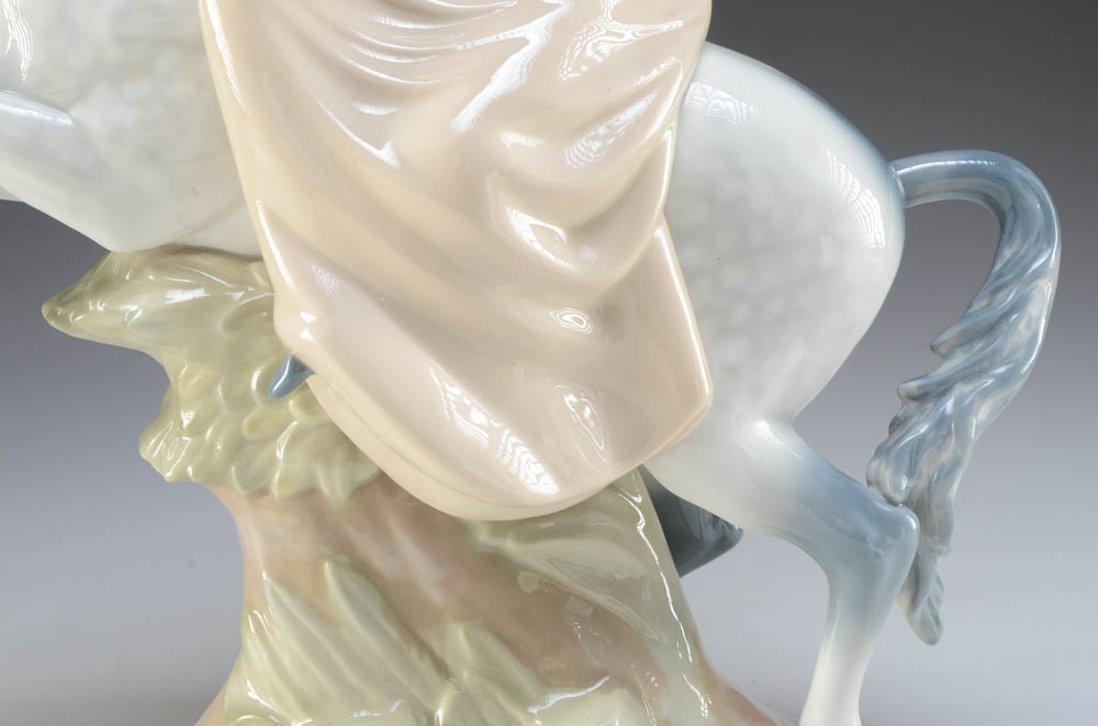 Large Casades Porcelain Horse and Rider Figurine