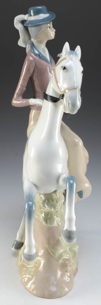 Large Casades Porcelain Horse and Rider Figurine
