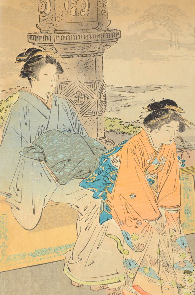 Pair of 19th Century Japanese Woodblock Prints of Women