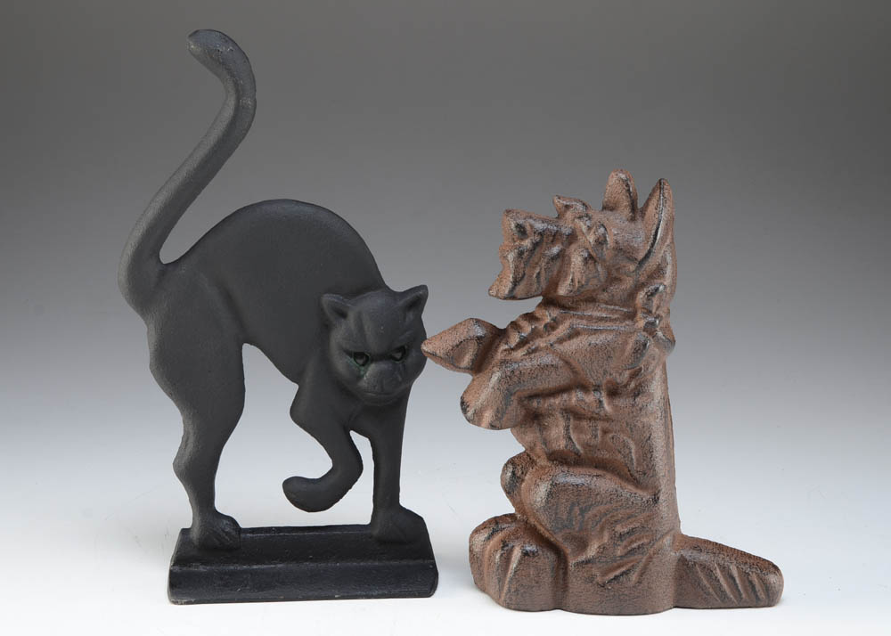 Pair of Cast Iron Animal Doorstops