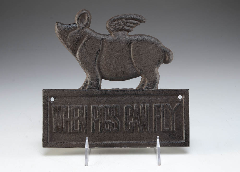 Cast Iron Flying Pig Sign