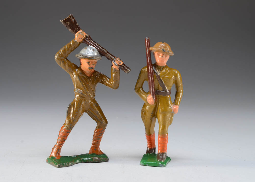 Pair of Grey Iron Lead Toy Doughboy Figurines