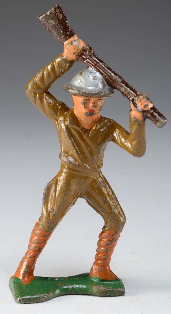 Pair of Grey Iron Lead Toy Doughboy Figurines