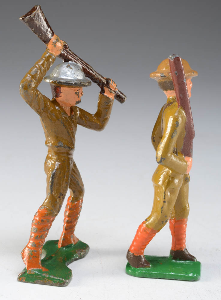 Pair of Grey Iron Lead Toy Doughboy Figurines