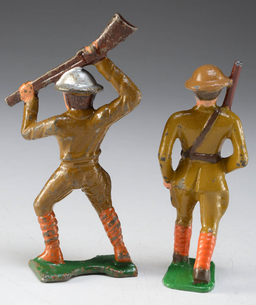 Pair of Grey Iron Lead Toy Doughboy Figurines