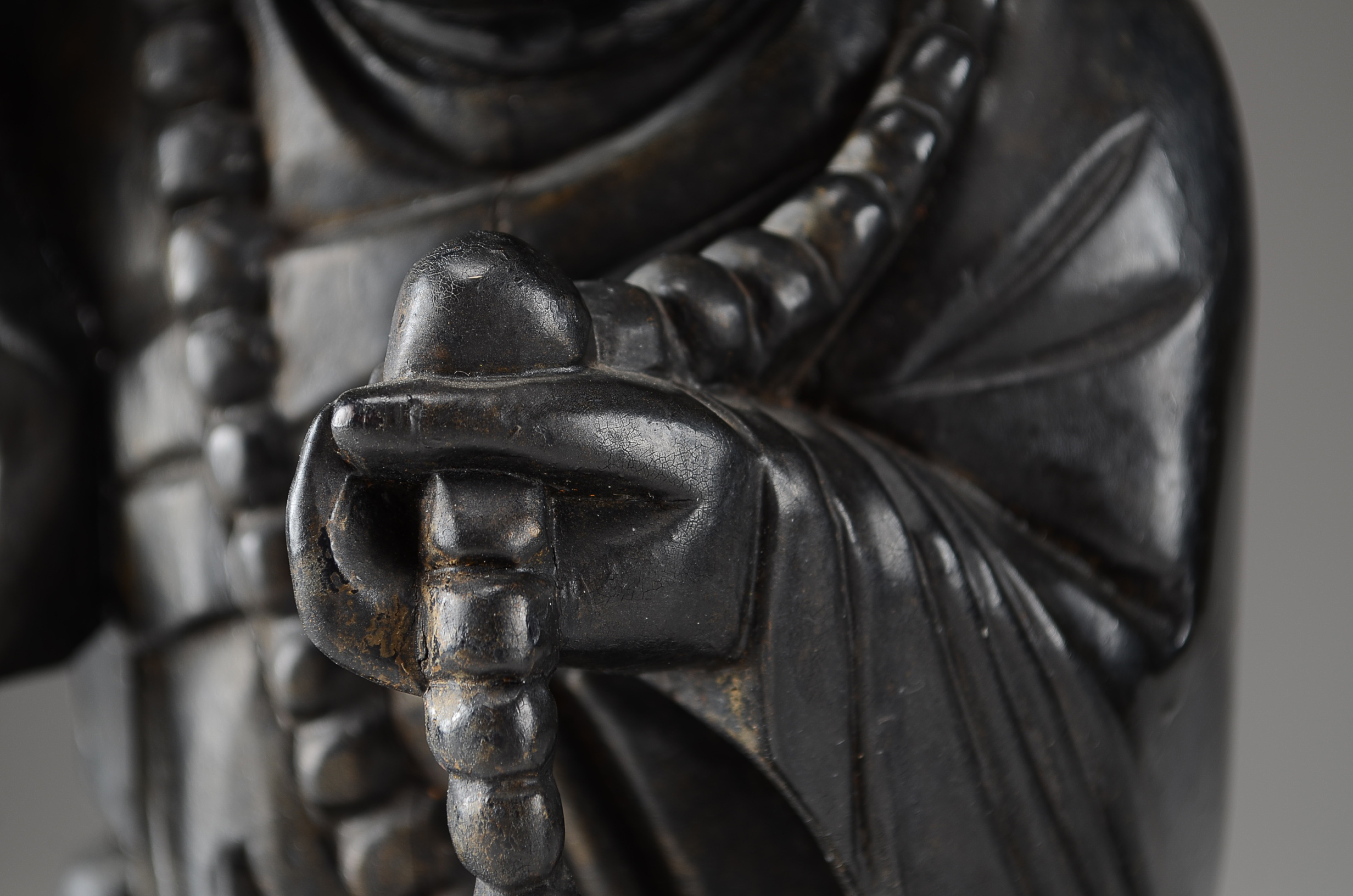 Two Asian Lacquered Wooden Buddha Candle Holders