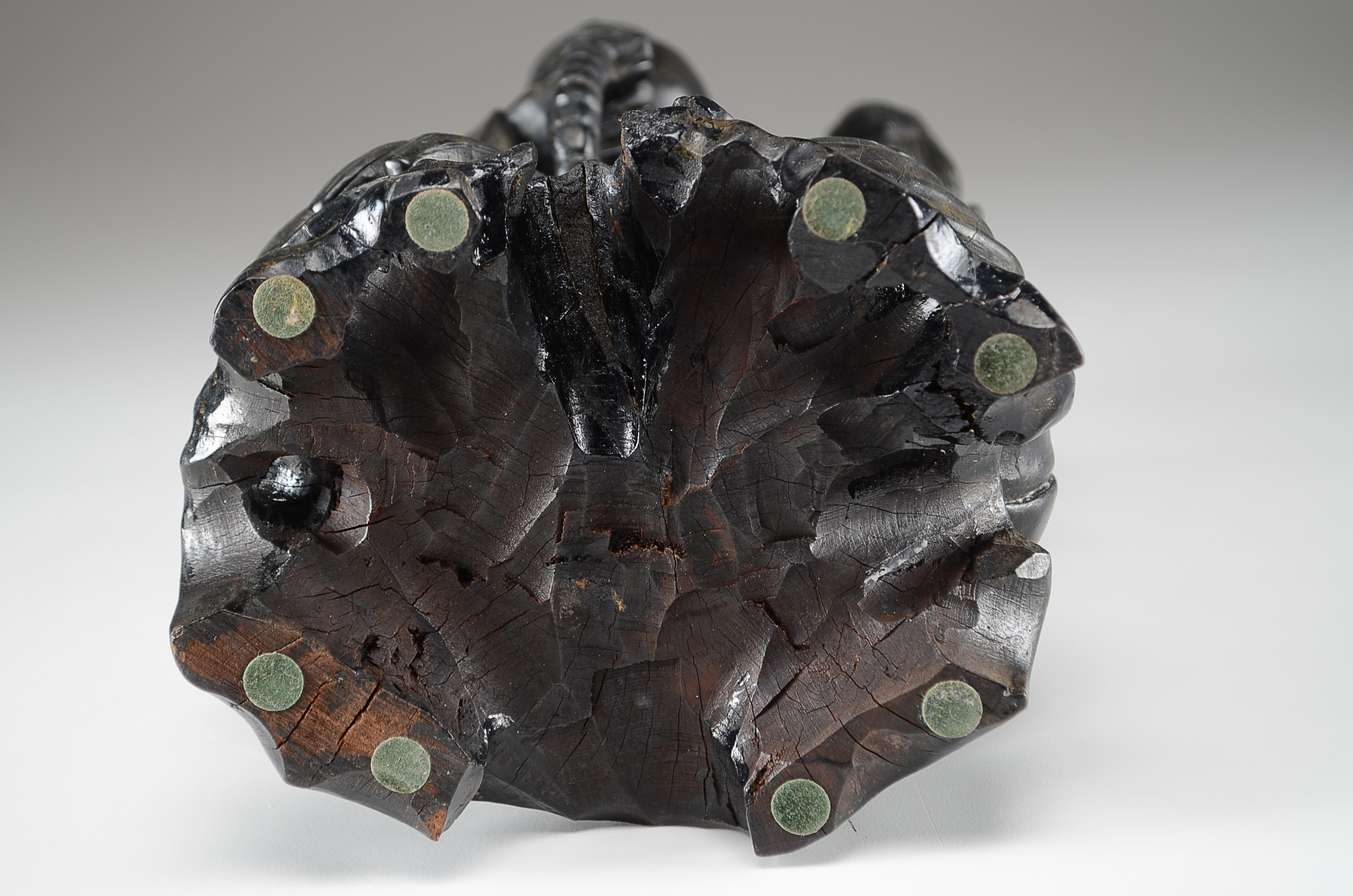 Two Asian Lacquered Wooden Buddha Candle Holders