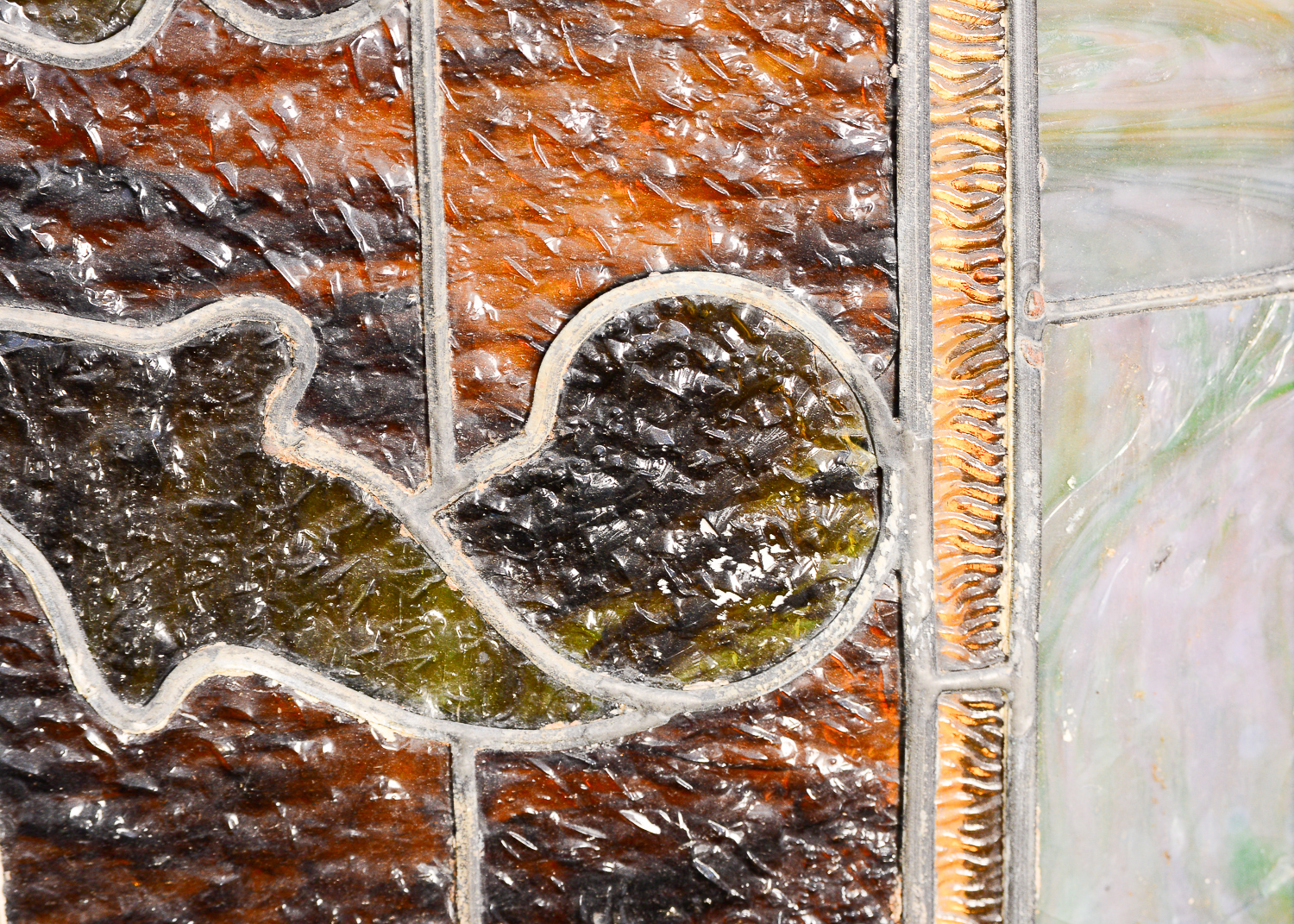 Large 11.2' Antique Art Nouveau Stained Glass Window