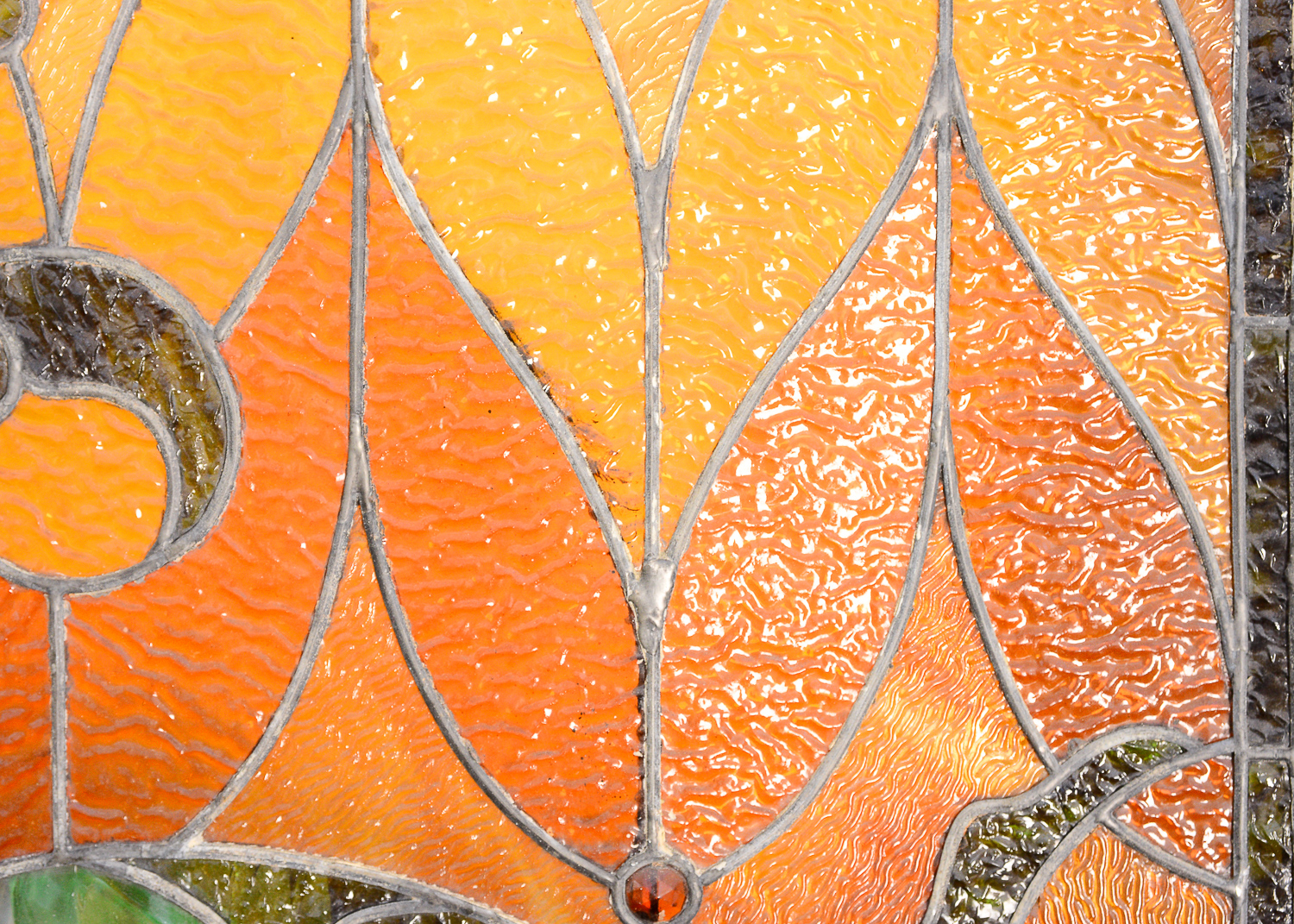 Large 11.2' Antique Art Nouveau Stained Glass Window