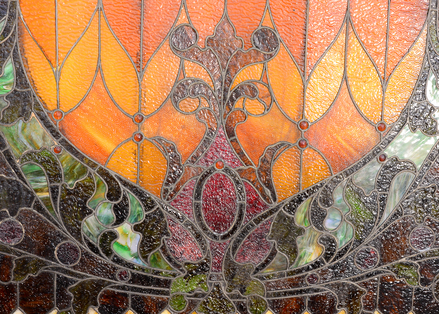 Large 11.2' Antique Art Nouveau Stained Glass Window