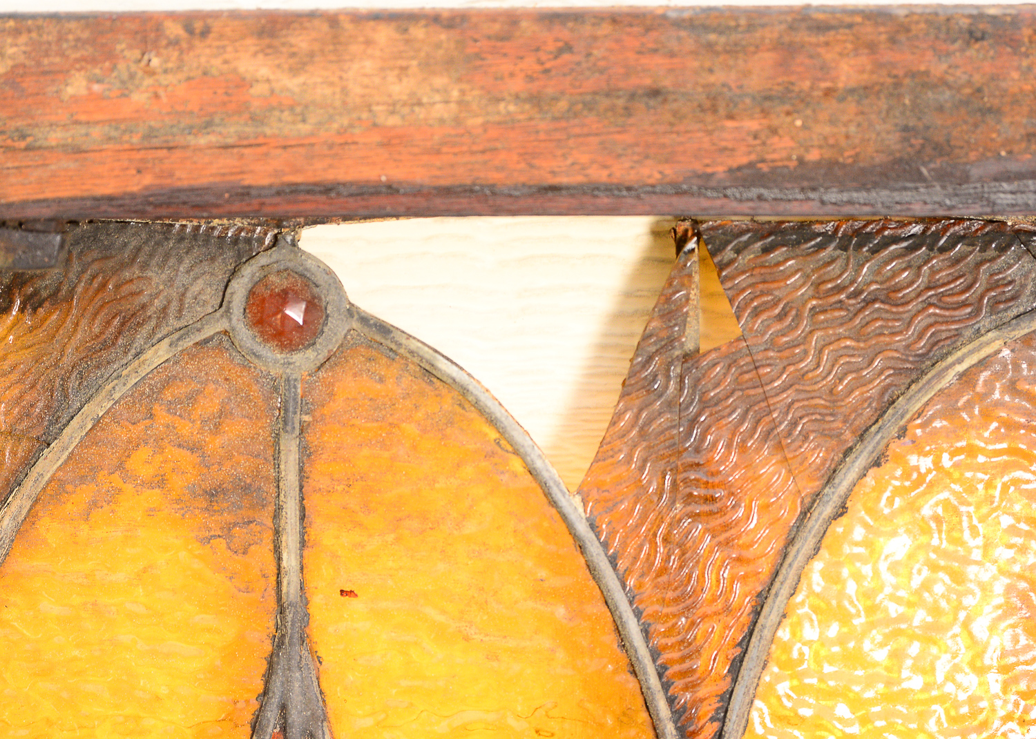 Large 11.2' Antique Art Nouveau Stained Glass Window