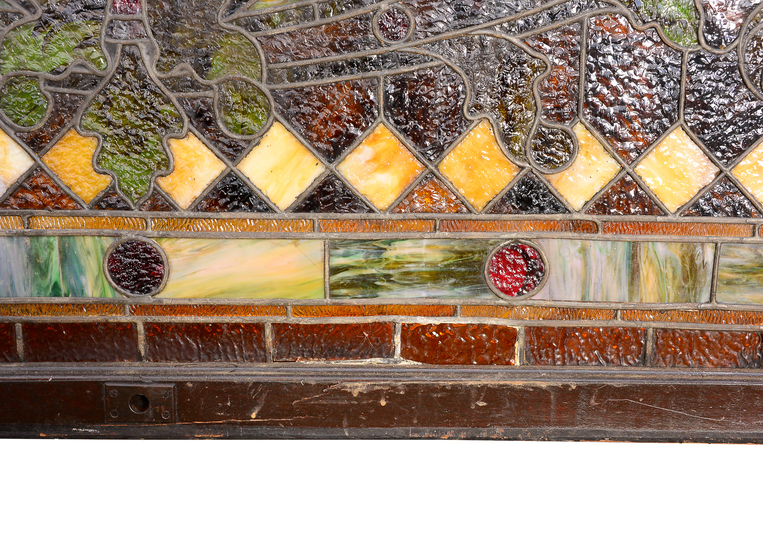 Large 11.2' Antique Art Nouveau Stained Glass Window