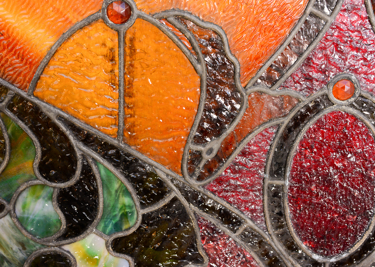 Large 11.2' Antique Art Nouveau Stained Glass Window