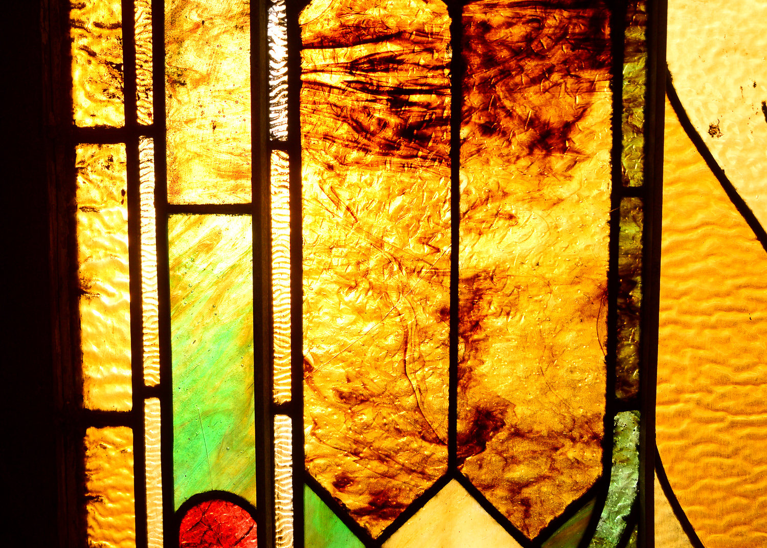 Large 11.2' Antique Art Nouveau Stained Glass Window