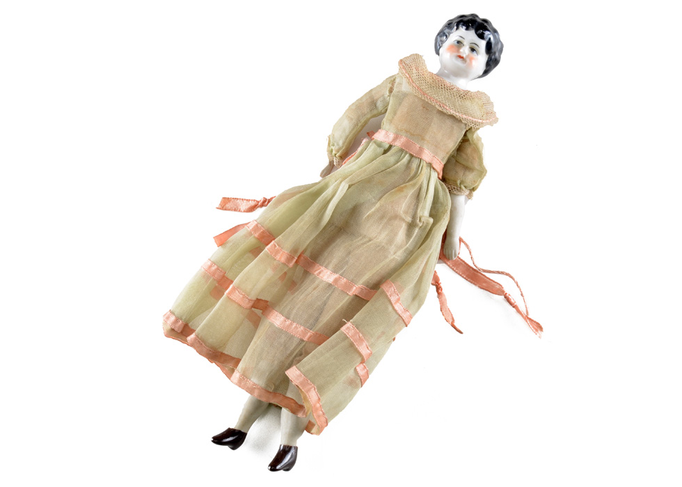 Victorian German China Head Doll with Original Dress