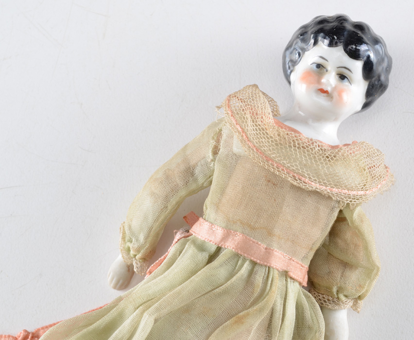Victorian German China Head Doll with Original Dress