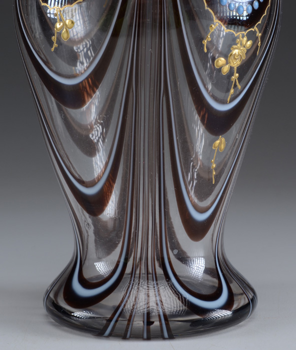 Bohemian Glass Vase with Nailsea Style Pattern