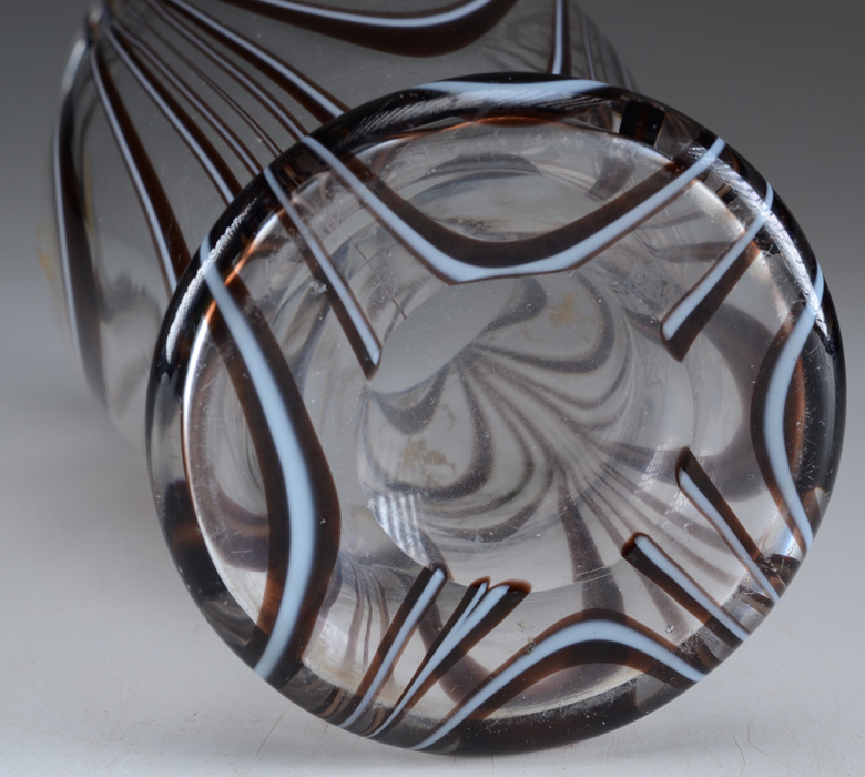 Bohemian Glass Vase with Nailsea Style Pattern
