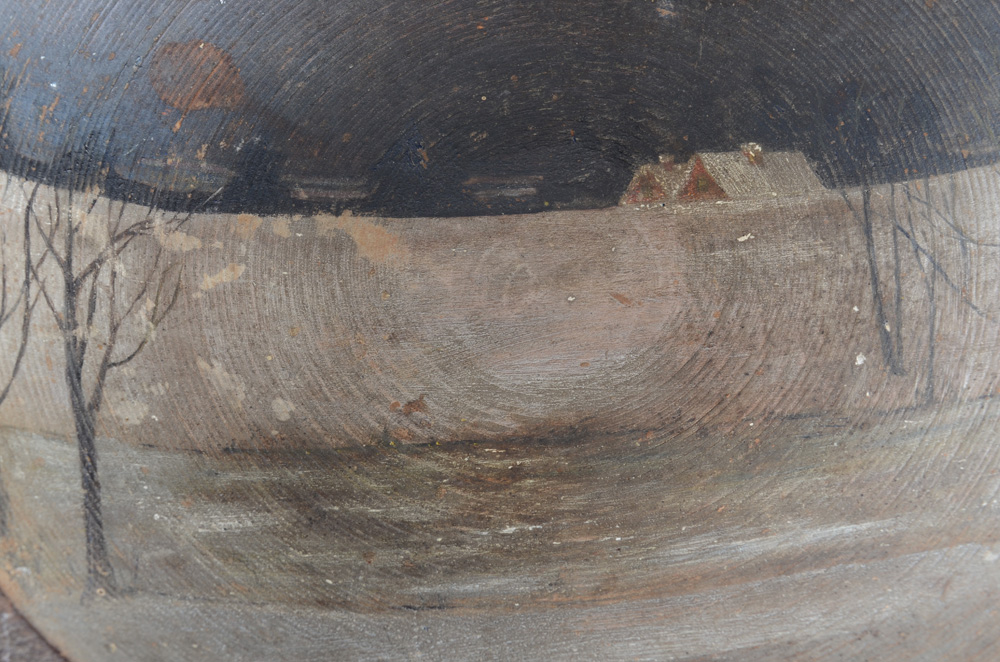 Antique Primitive Turned and Hand Painted Wood Bowl