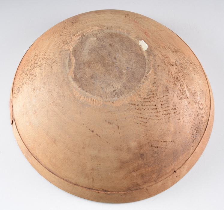 Antique Primitive Turned and Hand Painted Wood Bowl