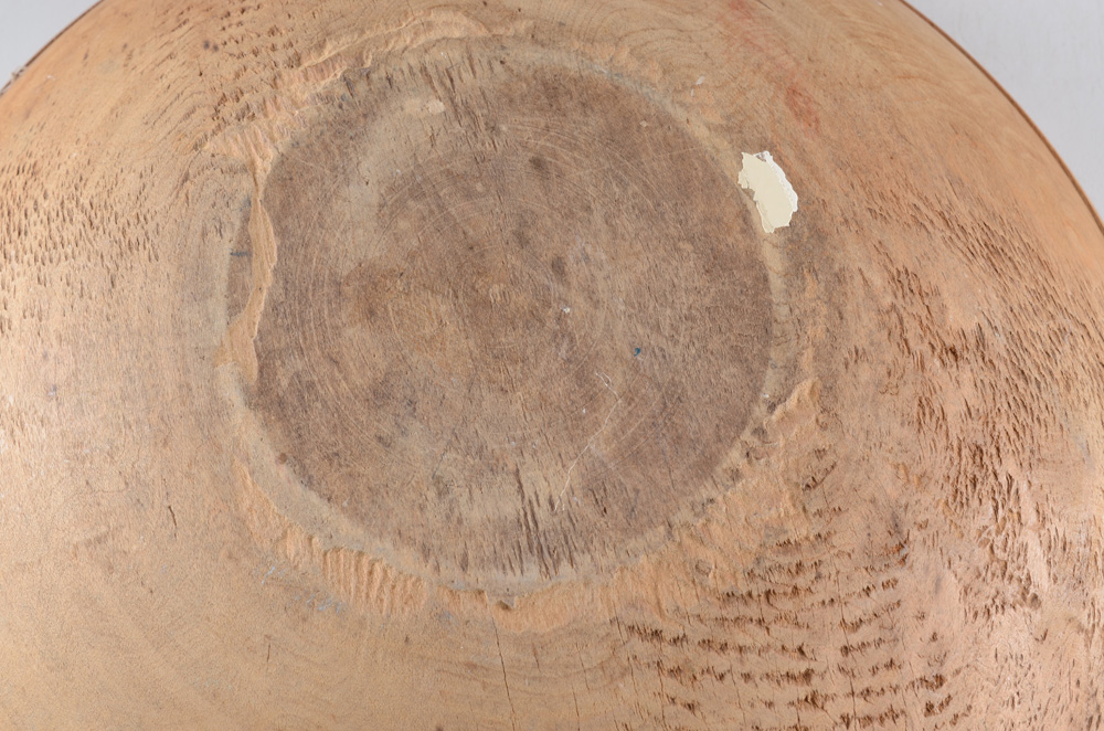 Antique Primitive Turned and Hand Painted Wood Bowl