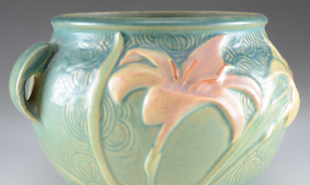 Roseville Art Pottery "Zephyr Lily" Blue Jardiniere