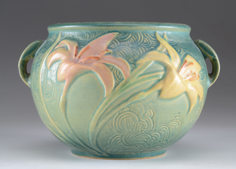 Roseville Art Pottery "Zephyr Lily" Blue Jardiniere