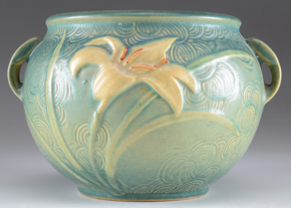 Roseville Art Pottery "Zephyr Lily" Blue Jardiniere