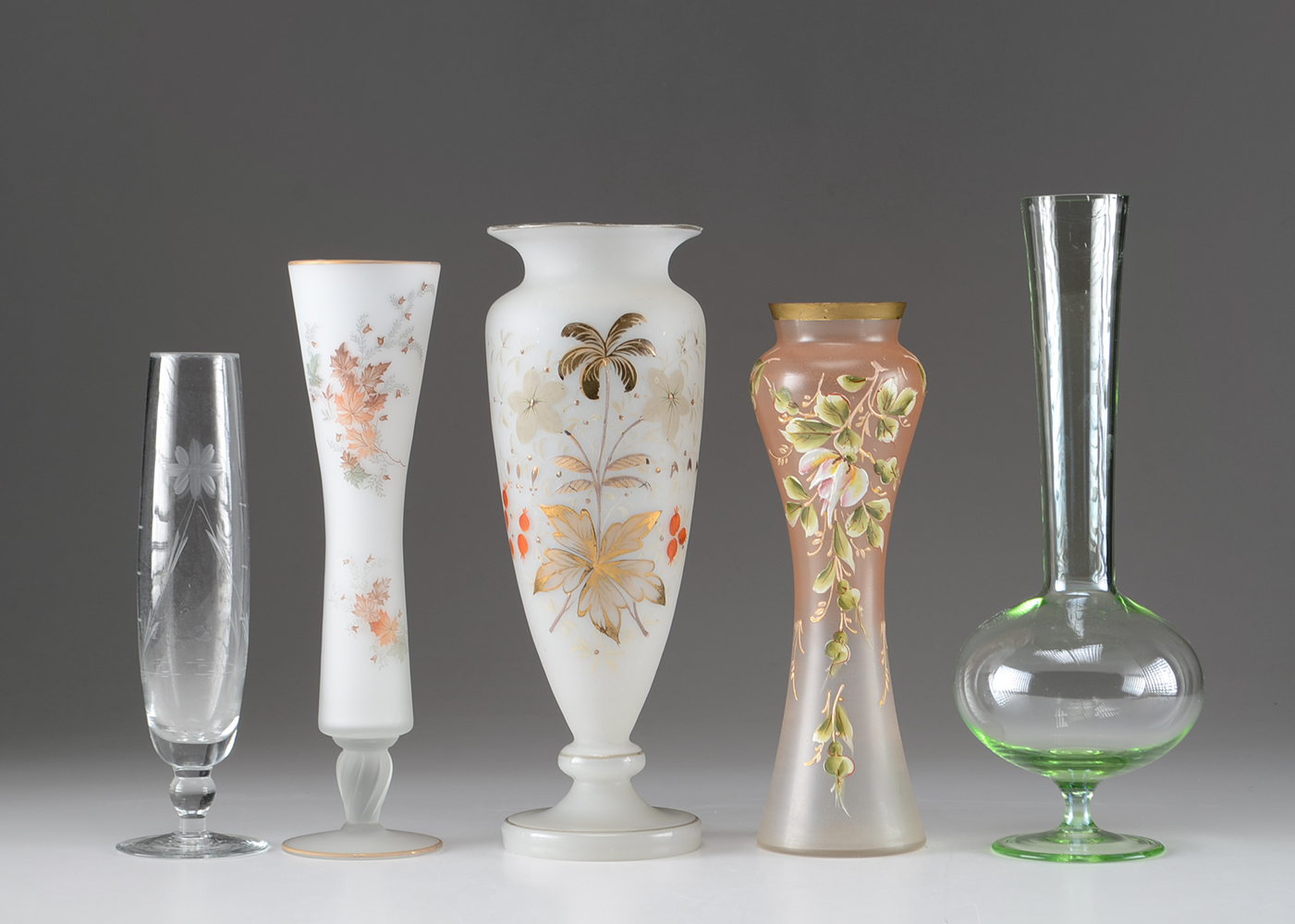 Five Vintage Glass Vases
