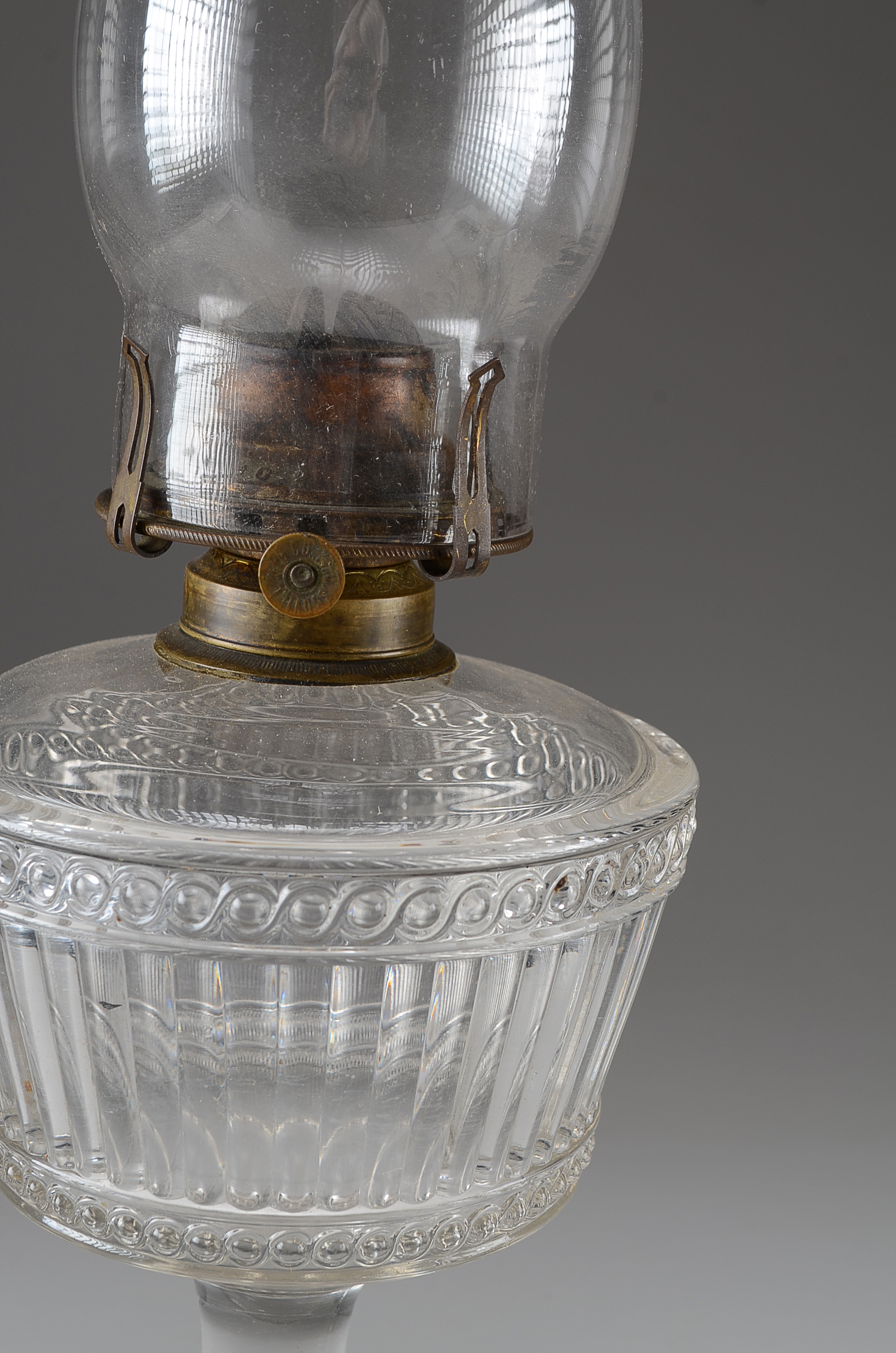 Three Kerosene Pressed Glass Lamps