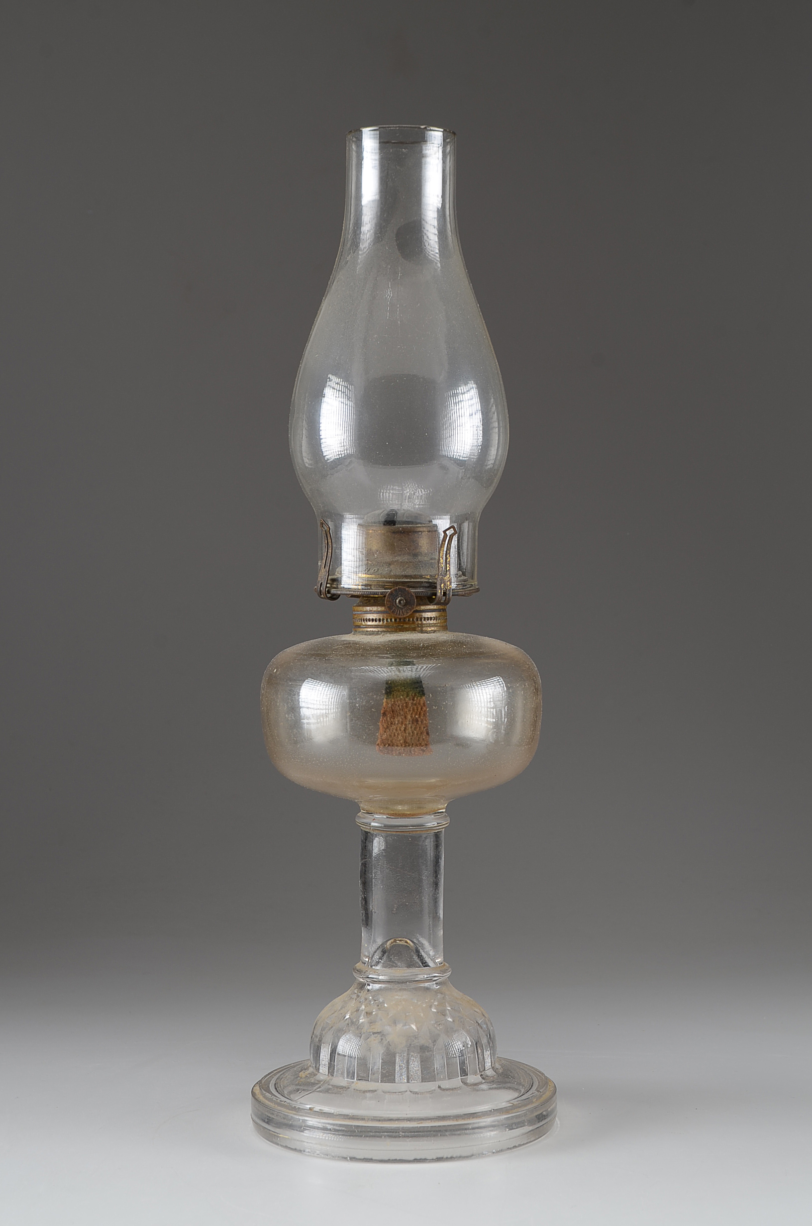 Three Kerosene Pressed Glass Lamps