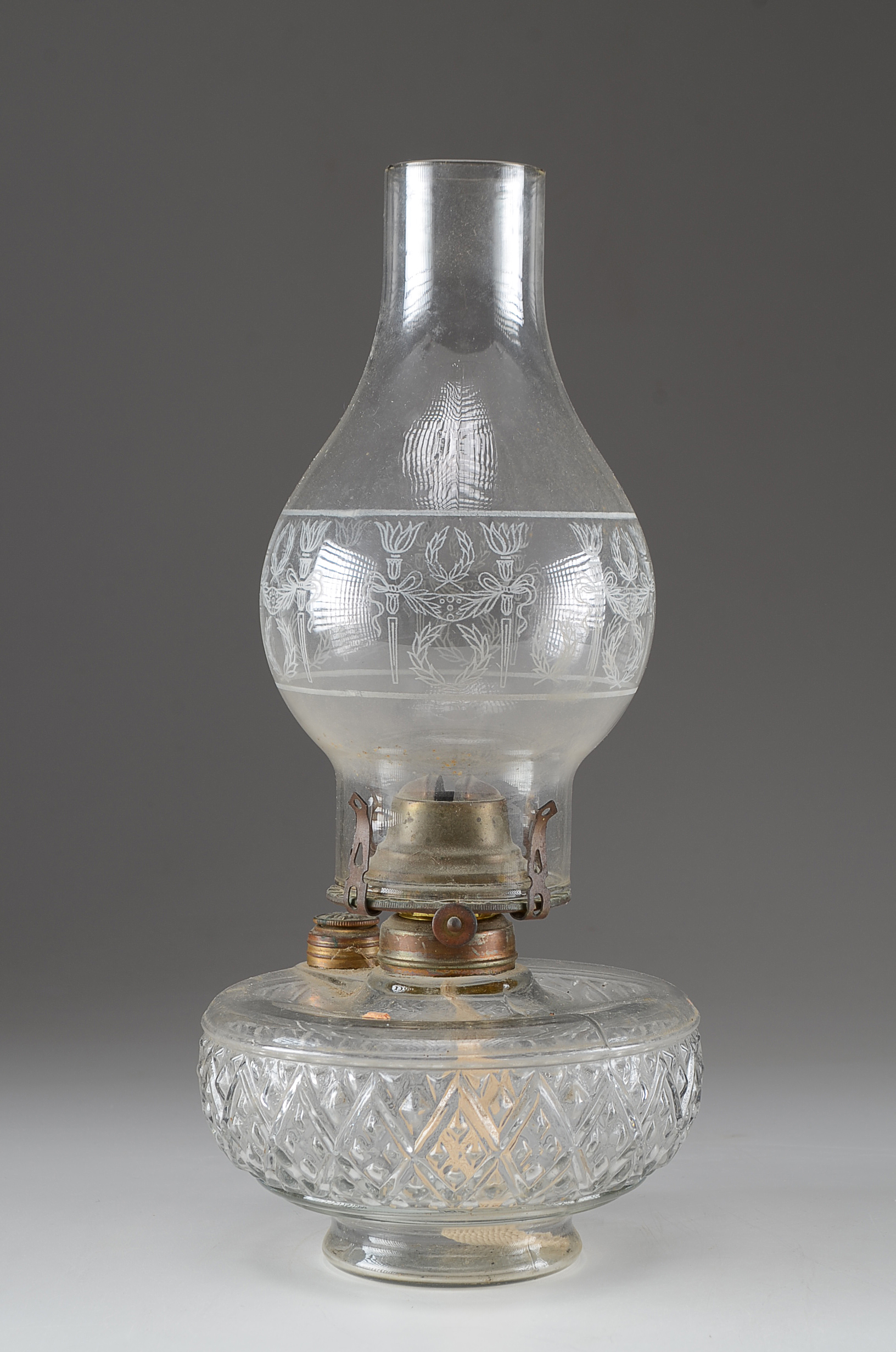 Three Kerosene Pressed Glass Lamps