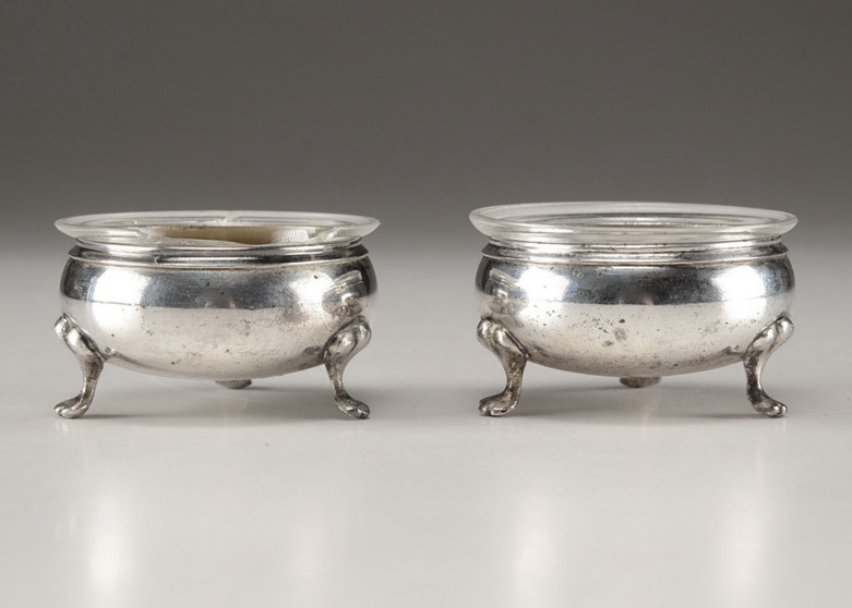 Pair of Two Austrian 850 Silver Salt Cellars